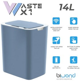 Caixote Lixo Inteligente Sensor 14L Azul Biwond