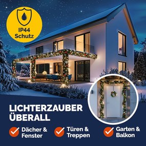 Guirlanda de Natal 5 m decorada com comando à distância Verde