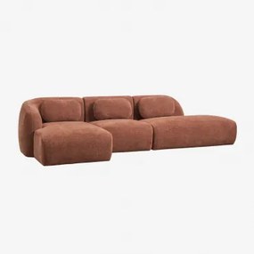 Sofá Modular Chaise Longue Esquerdo De 3 Peças Com Divã Direito Em Chenille Coquette Chenille Castanho Ferrugem - Sklum