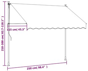 Toldo retrátil 250x150 cm tecido e aço antracite