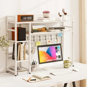 Estante de mesa com 3 níveis para exposição de livros, estante para armazenamento de livros, marrom rústico