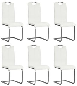 vidaXL Cadeiras de jantar cantilever 6 pcs couro artificial branco