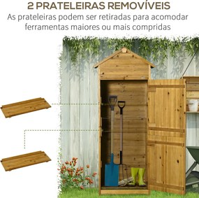 Armário de Jardim de Madeira 79x49x190cm 0,28 m² Abrigo de Armazenamen