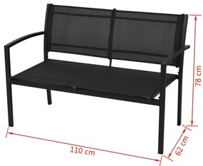 4 pcs conjunto lounge para jardim textilene preto