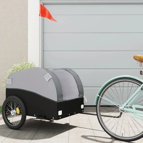 vidaXL Reboque para bicicleta 45 kg ferro preto e cinza