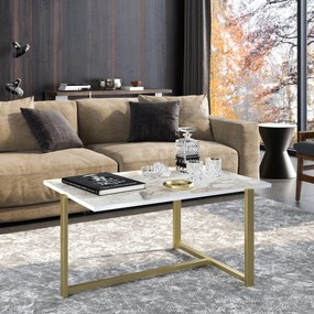 Mesa de Café Merideths - Dourada e Branca - 92cm x 45cm x 64cm