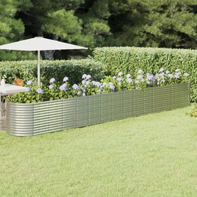 vidaXL Canteiro elevado jardim 620x80x68cm aço revestido a pó prateado