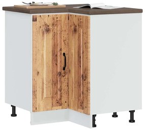 vidaXL Armário baixo de canto de cozinha Kalmar madeira antiga