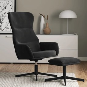 vidaXL Cadeira de descanso com banco veludo preto