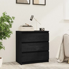 vidaXL Mesa de cabeceira 60x36x64 cm madeira de pinho maciça preto