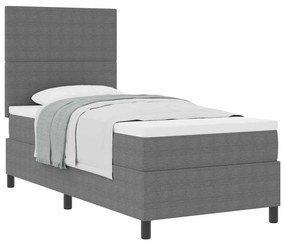 Cama Box Spring com Colchão Cinza Claro 80x200 cm Tecido de corduroy