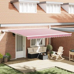 vidaXL Toldo Retrátil Vermelho e branco 450 × 350 cm Vermelho e branco