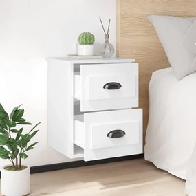 Mesas de cabeceira parede 2 pcs 41,5x36x53 cm branco brilhante