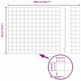 Cerca Euro 0,4x10 m Aço Galvanizado