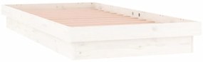 Estrutura cama c/ LED solteiro 90x190 cm madeira maciça branco
