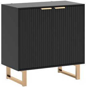 HOMCOM Buffet Sala Móvel de Armazenamento Estilo Moderno com Armário de 2 Portas Caneladas Prateleira Ajustável Pés de Metal Preto | Aosom Portugal