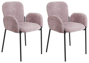 Conjunto de 2 cadeiras de jantar em tecido rosa ALBEE Beliani