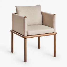 Cadeira De Jantar Olivia Acacia Wood Com Braços Beige Semoline - Sklum