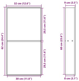 Nicho parede p/ duche 32x62x9 cm aço inoxidável branco mate