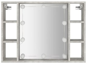Armário espelhado com LED 76x15x55 cm cinzento cimento
