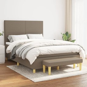 vidaXL Cama com molas/colchão 140x190 cm tecido castanho-acinzentado