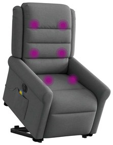 Poltrona elétrica elevatória massagens tecido cinzento-escuro
