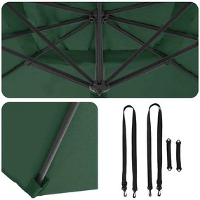 Guarda-Sol Cantilever Roma Verde 352x251x260 cm em Alumínio