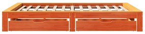 Cama sem colchão 140x200 cm madeira pinho maciça castanho-mel