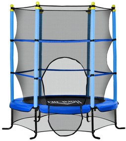 Trampolim para Crianças com Rede de Segurança e Estrutura de Aço Carga 50 kg 163x163x163 cm Azul