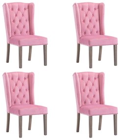 vidaXL Cadeiras de jantar 4 pcs veludo rosa
