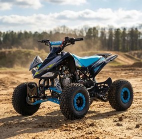 Mini moto 4 gasolina para crianças de 110 cc, automática, 4 tempos, com marcha-atrás e limitador de velocidade Dorado A110 R7 Azul