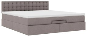 Estrutura de cama otomana com colchão tecido cinzento 160x200cm