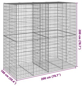 Cesto gabião com cobertura 200x100x200 cm ferro galvanizado