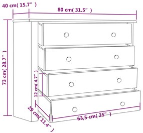 Móvel lateral 80x40x73 cm pinho Panama