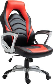 Cadeira de escritório gamer Foxton de couro sintético Preta e Vermelha