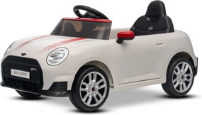 Carro elétrico para crianças 12V Mini Cooper MP3 Player com Controlo remoto, bateria de Lítio Licença Original Branco