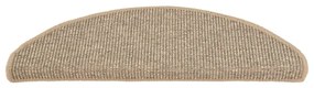 Tapetes de escada autoadesivos 15 pcs 65x21x4 cm bege-escuro