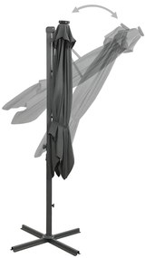 Guarda-sol jardim cantilever c/ poste/luzes LED 300cm antracite