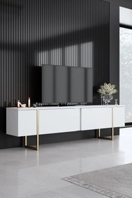 Conjunto de Mobiliário de Sala de Estar Luxe – Branco e Dourado – Cons