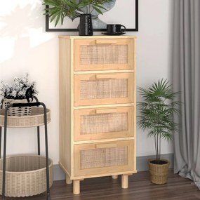 vidaXL Aparador 40x30x90 cm pinho maciço/vime natural castanho