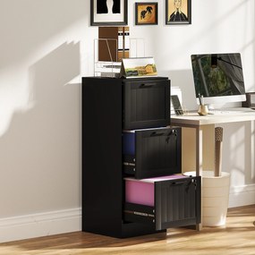 Bloco de Gavetas para Escritório com 3 Gavetas para Escritório com Fechaduras Gavetas Suspensas para A4 40x40x101 cm Preto
