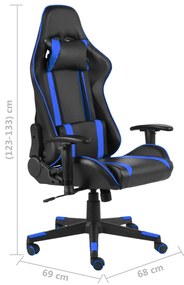 Cadeira de gaming giratória PVC azul