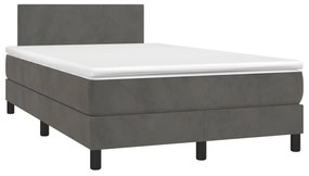 vidaXL Cama box spring colchão LED 120x190cm couro artif. cinza-escuro