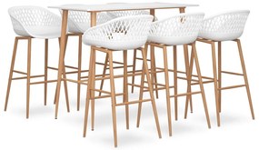 vidaXL 7 pcs conjunto de bar branco
