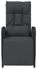 Poltronas reclináveis exterior c/ almofadões 2pcs vime PE preto