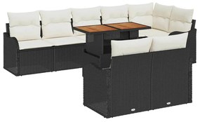 Conjunto de Sofá de Jardim com 9 Peças e Almofadas Pretas em Ratan Sin