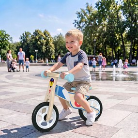 Bicicleta de Equilíbrio Infantil, 77 x 37 x 51 cm, Selim Ajustável, Madeira Natural