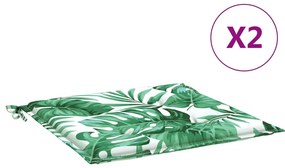 vidaXL Almofadões cadeiras jardim 2pcs tecido oxford padrão folhas