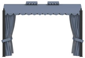Gazebo com cortinas 3x4 m aço antracite