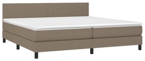 Cama box spring colchão/LED 200x200cm tecido cinza-acastanhado